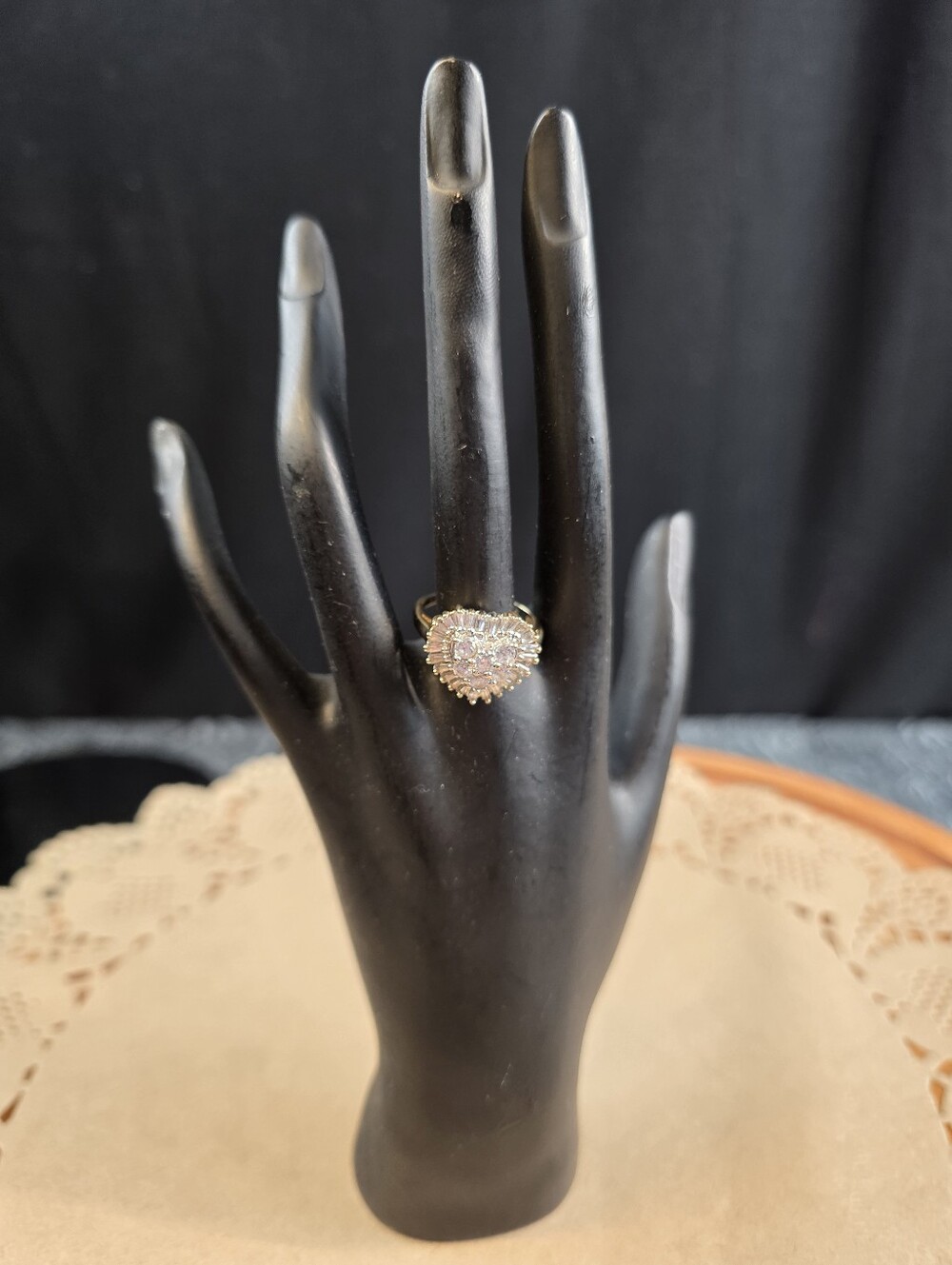 Heart Shaped 10K CZ Cocktail Ring